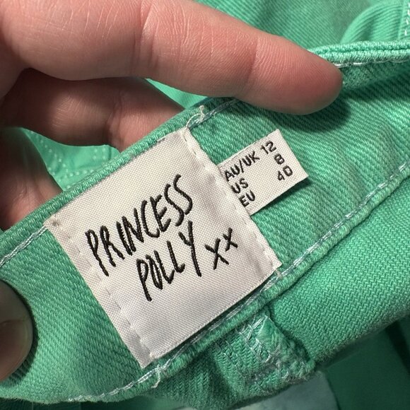 Princess Polly Women 8 Green Denim Y2K Baggy Skate 90s Wide Leg Carpenter Jeans - Picture 10 of 12